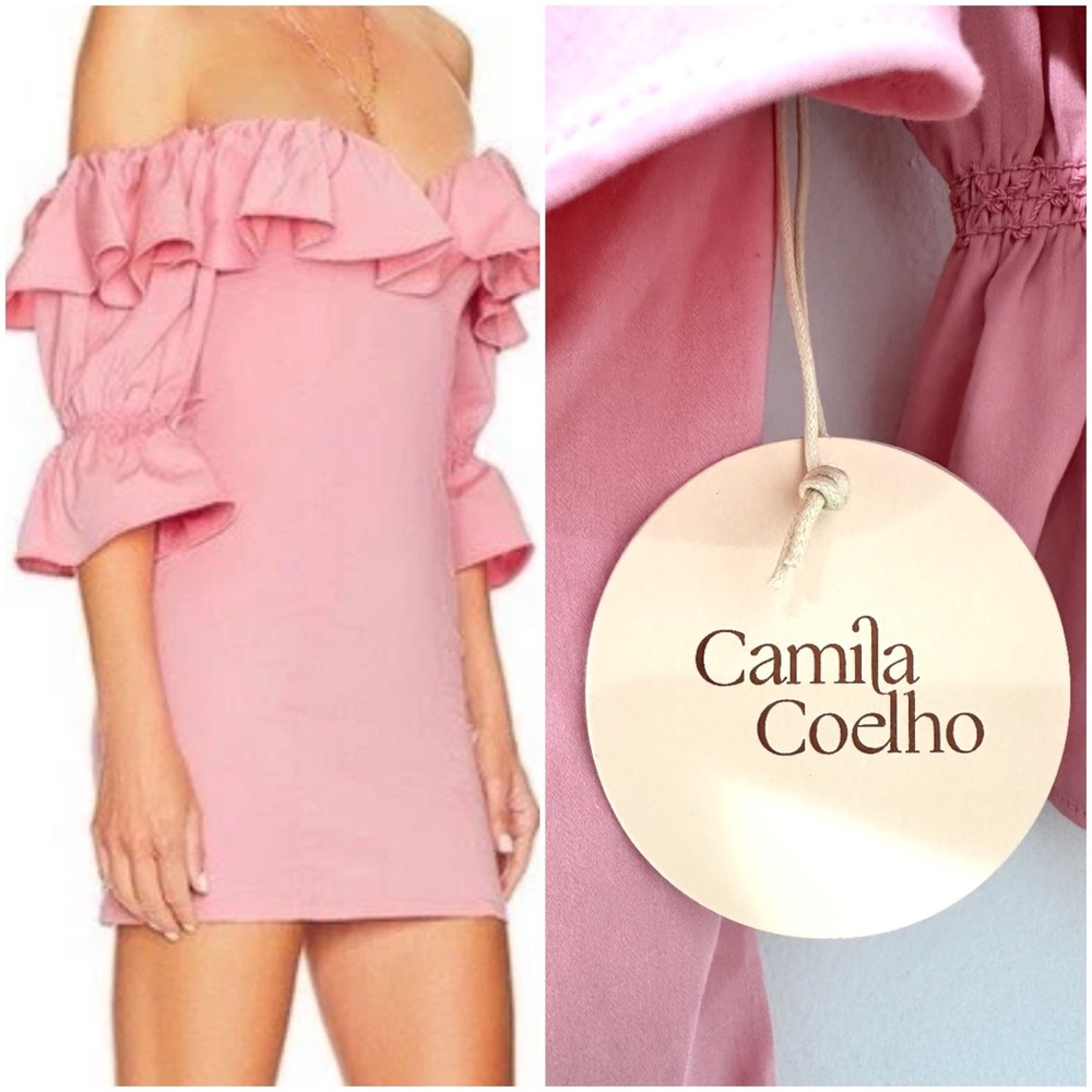 NWT Camila Coelho Violet Mini Dress in Baby Pink Sz Medium Sold Out